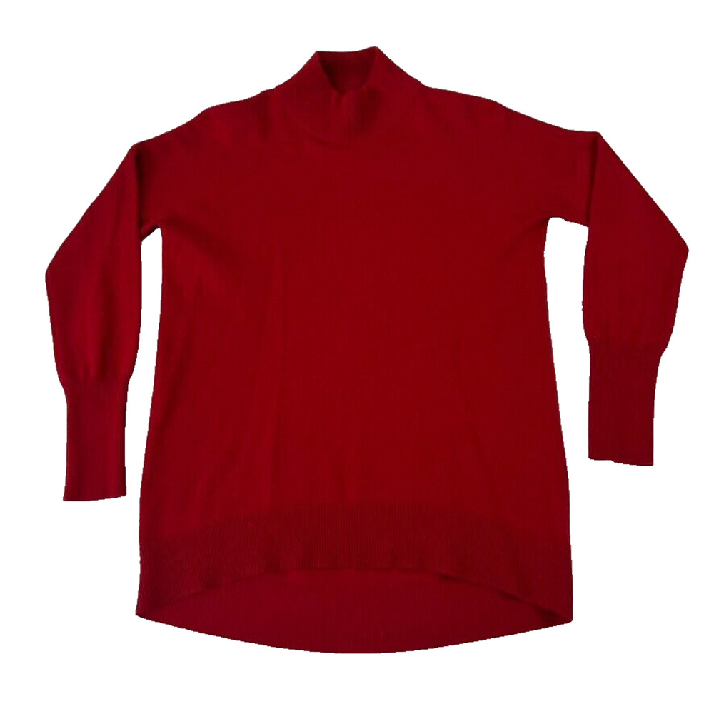 Pure Collection Sweater Women's Size 4 100% Cashmere Red Mock neck Pullover